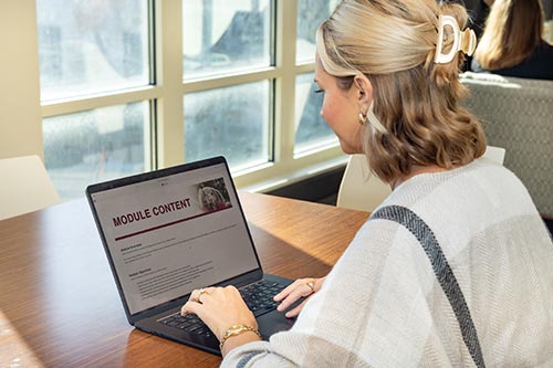 Person sitting at a table using a laptop